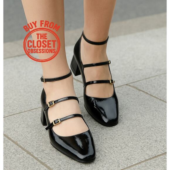 ZARA Faux Patent Mary Jane Heels NWT | Black Buckle Strap - Picture 7 of 16